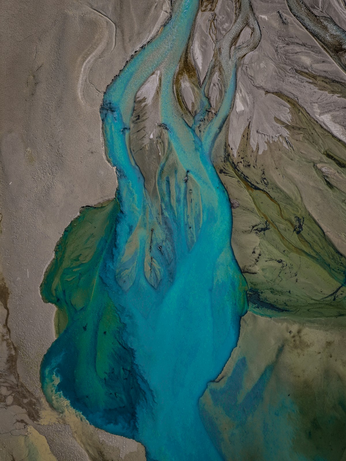 A river delta reaching the sea